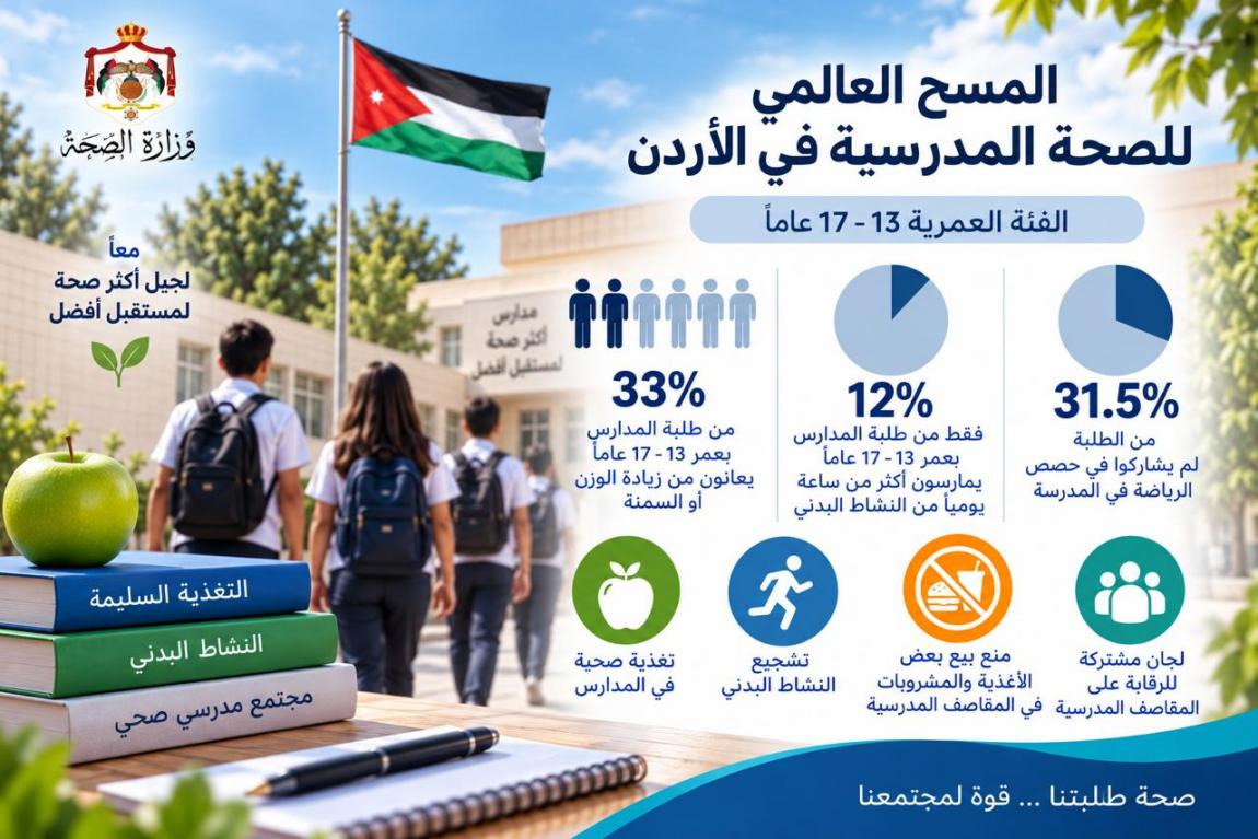 الصحة: 33% من طلبة المدارس يعانون السمنة و31.5% لم يشاركوا بحصص الرياضة