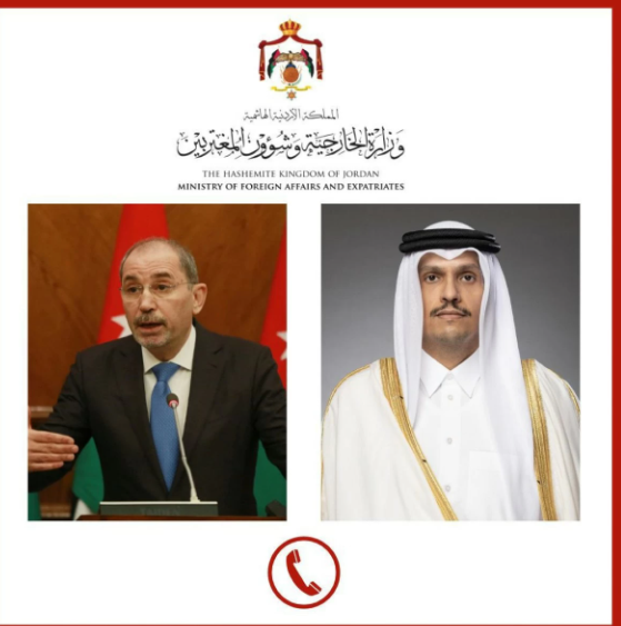 الصفدي ونظيره القطري يؤكدان أهمية تثبيت التهدئة وتعزيز أمن المنطقة